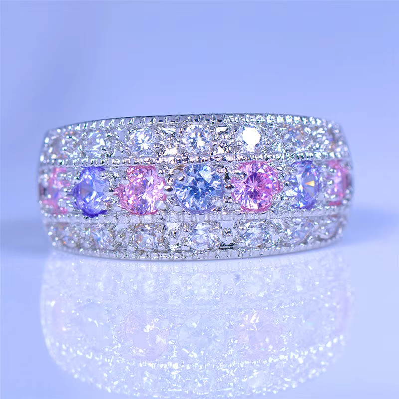 Bague en cristal rond pour femme, bijoux de fiançailles de mariage, petite bague en pierre, document