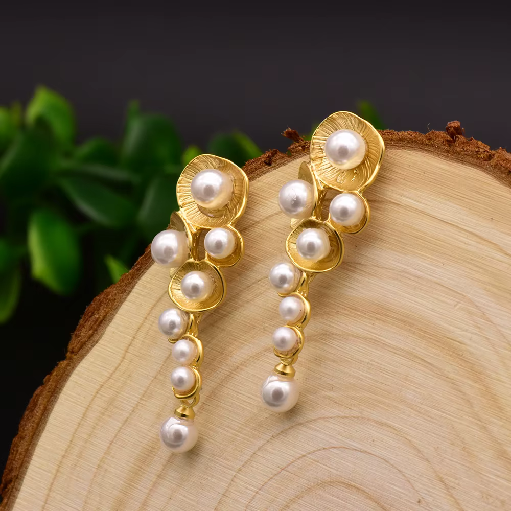 Boucles d'oreilles en perles d'eau douce naturelles, bijoux plaqués or 18 carats, bijoux de créateur