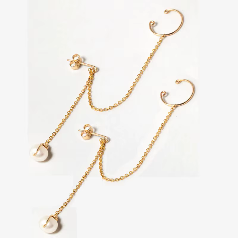 Boucles d'oreilles manchette en or 14K, faites à la main, minimalistes, personnalisées, bijoux en pe