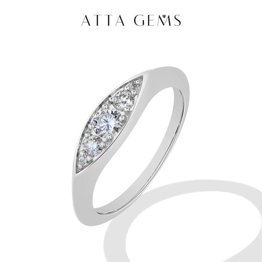 ATTAGEMS Nouvelle Bague Tendance en Argent 925 Forme Marquise, Coupe Ronde Minimaliste, pour Femme e