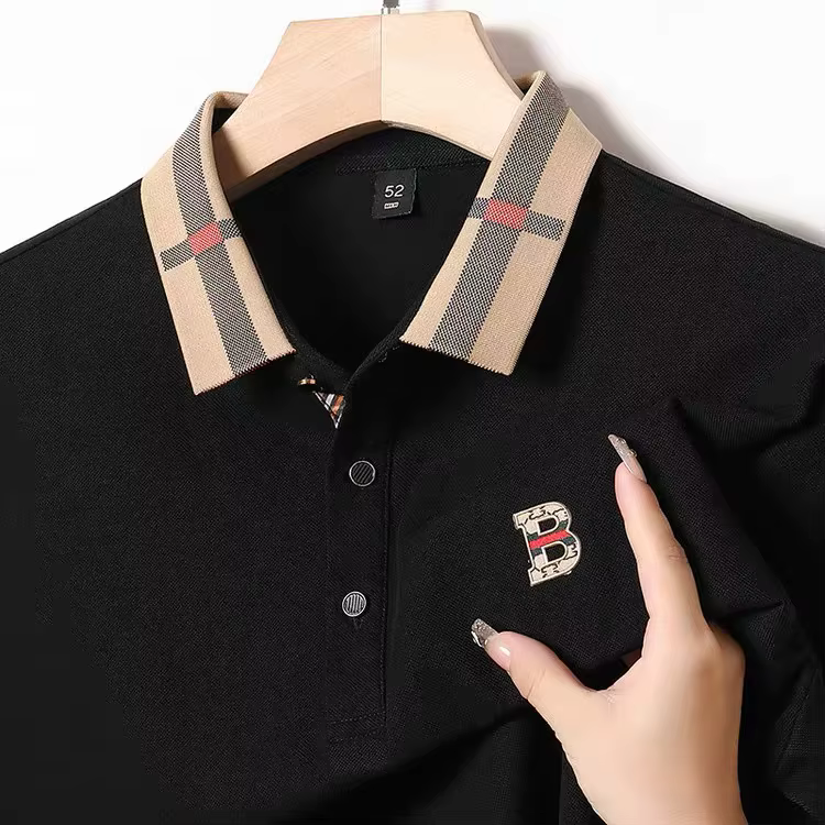 Polo à manches courtes de marque de luxe pour hommes, nouveau t-shirt Paul en coton et soie respiran