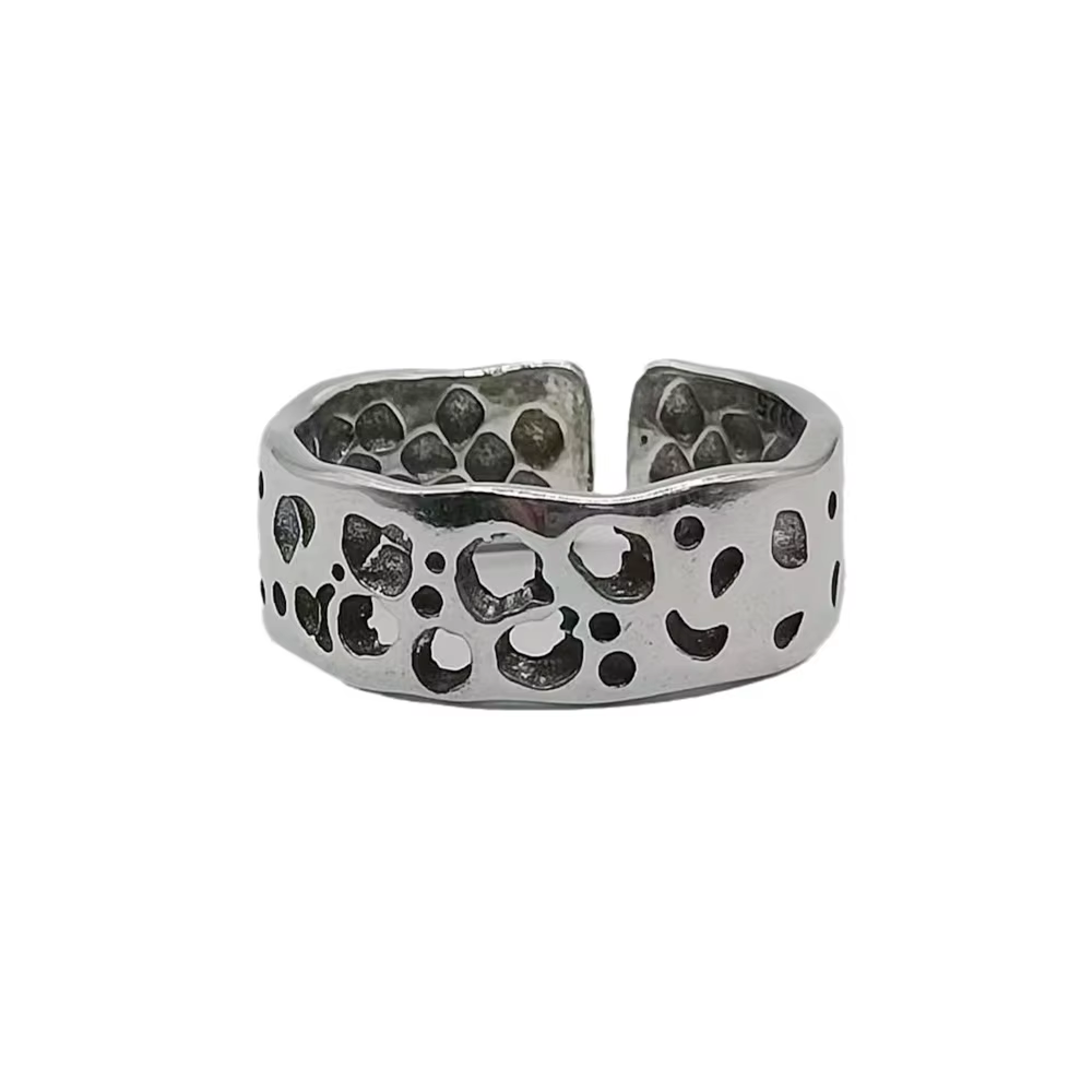 Bague creuse irrégulière créative pour femmes et hommes, Vintage, couleur argent, réglable, géométri
