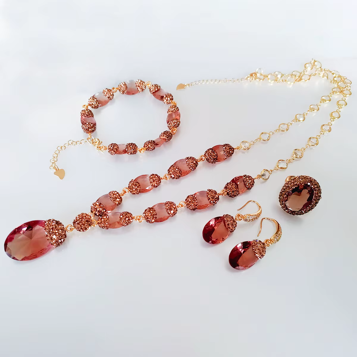 BOCARMAN Collier, bracelet et boucles d'oreilles ovales en sultanite synthétique diaspore à couleur 