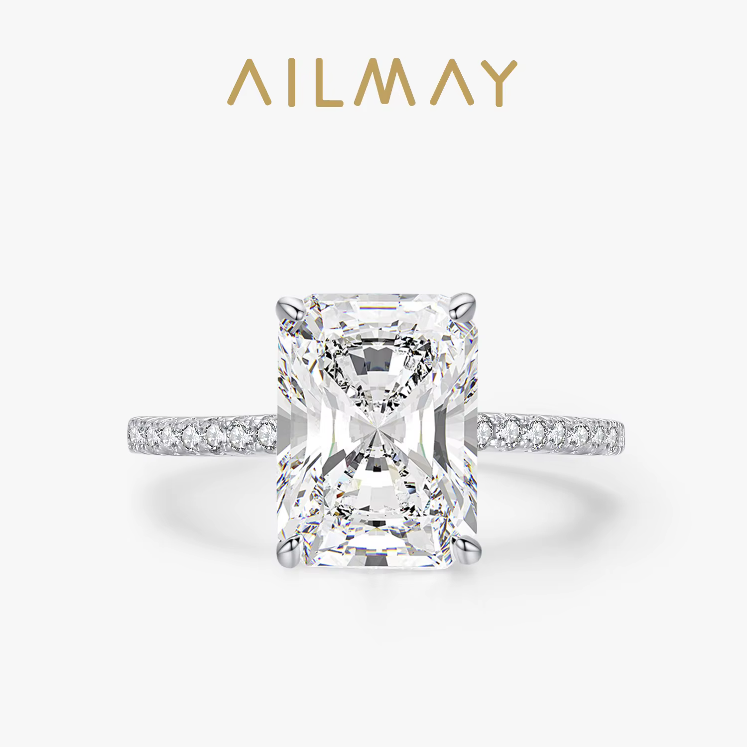 Ailmay à la mode 925 en argent Sterling de luxe Redian coupe Rectangle 5A zircone anneaux pour les f
