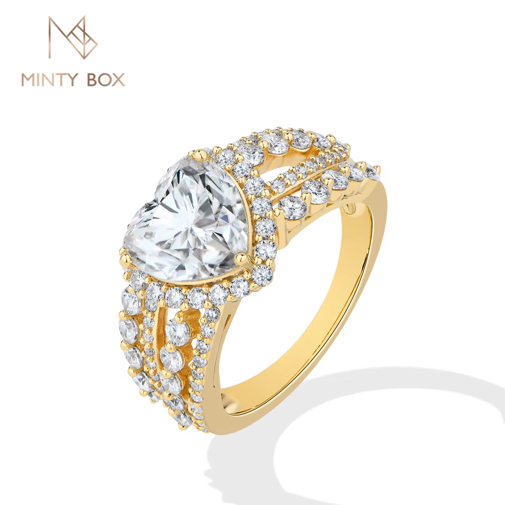 MINTYBOX – bague en argent Sterling 925 avec Moissanite, en forme de cœur d'amour, pour femmes, anni