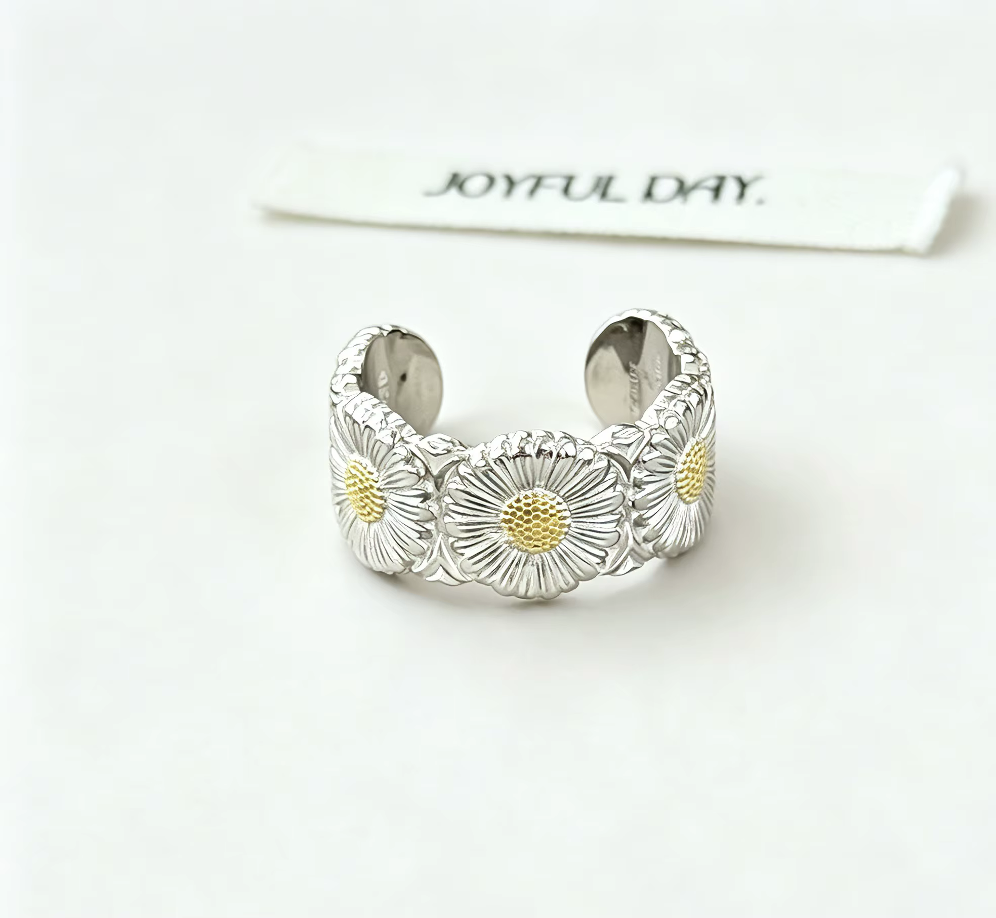Bague tendance en argent sterling S925 de style français, design marguerite à la mode, cadeau d'anni