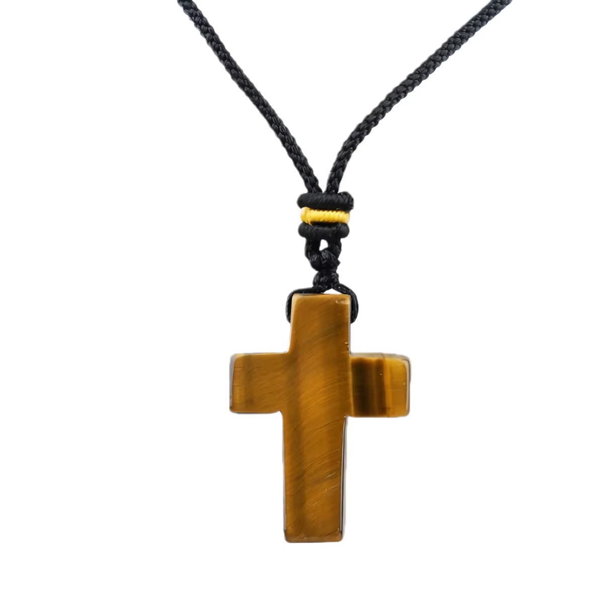 Collier pendentif en jaspe rouge 22x30mm en forme de croix avec pendentif en corde en cuir noir