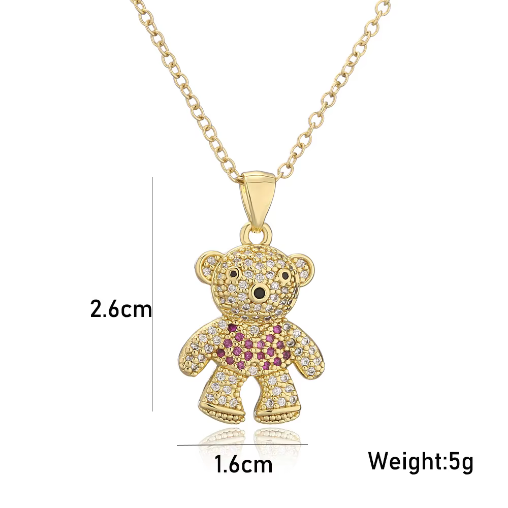 Colliers de luxe avec pendentif petit ours pour femmes et filles, Design glamour avec zircone cubiqu