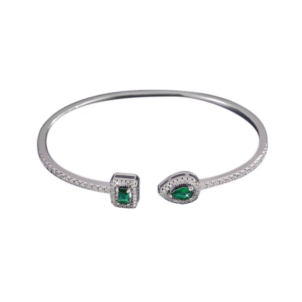 Bracelet manchette en zircone cubique, bijoux, imperméable, fait à la main, géométrique de luxe, hau