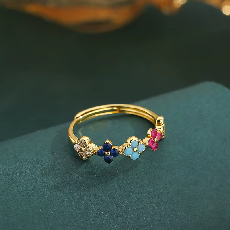 Bague pétale à quatre feuilles colorée en argent Sterling 925 pour femmes, luxe léger, haut de gamme