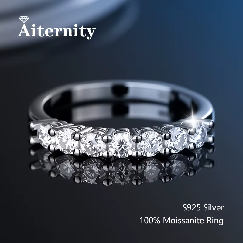 Bague en moissanite testée au 100% positivement au testeur de diamants, alliance de mariage assortie