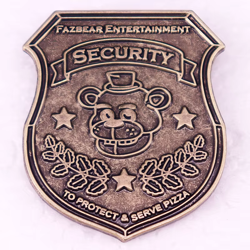 Broche vintage en émail avec logo d'ours, jeu apk, pour protéger et servir PIZZA, cadeau de bijoux,