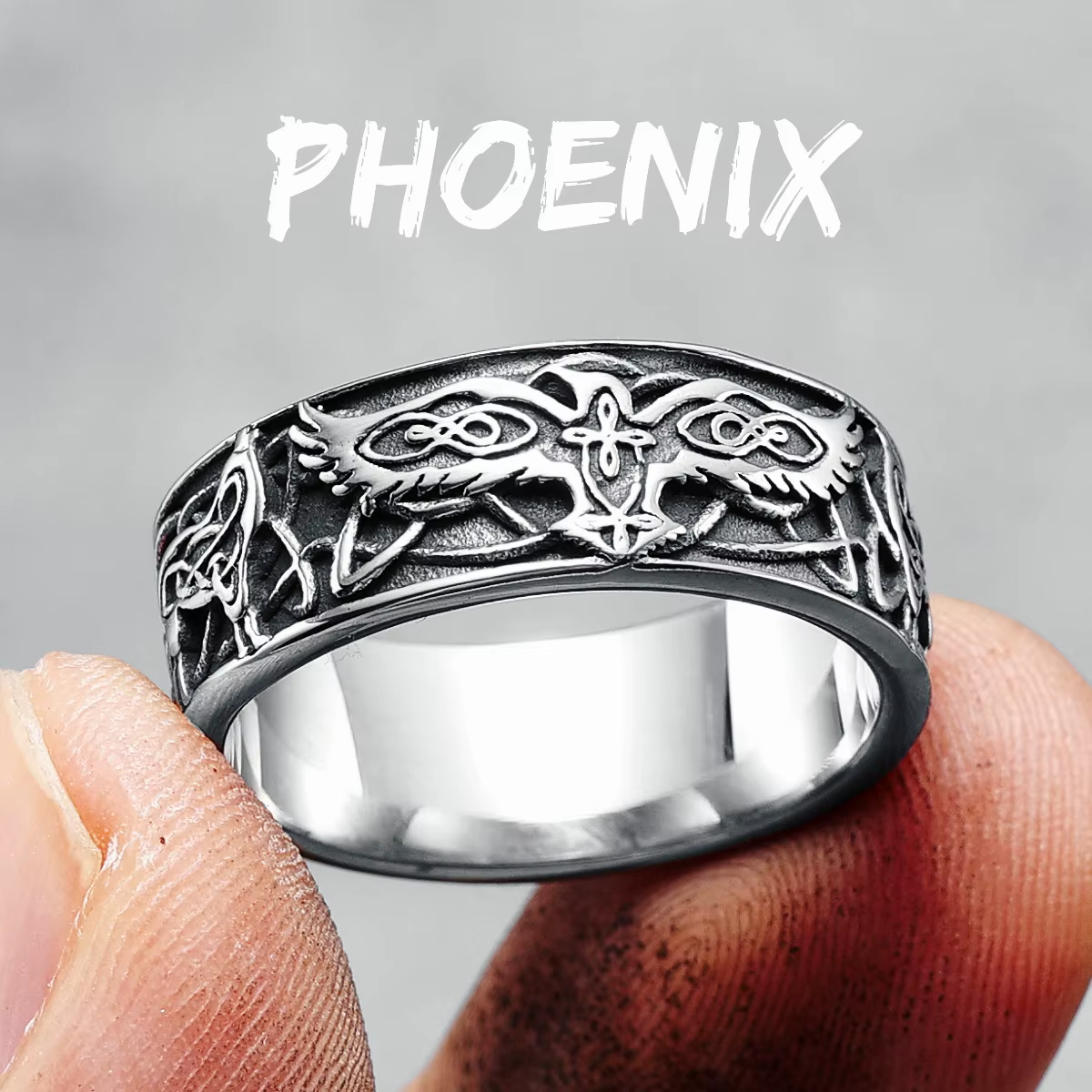 Bague Totem phénix en acier inoxydable 316L pour hommes, bagues de bon augure, tendance pour motard,