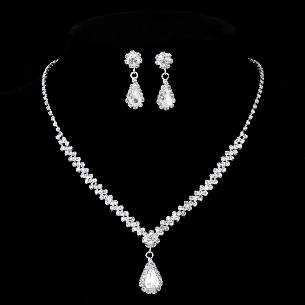 Ensembles de bijoux de mariage élégants AZY pour femmes, collier de perles et boucles d'oreilles en 