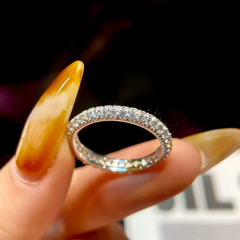 Bague en argent Sterling 925 pour femmes, magnifique bague en Zircon Double couche scintillante, fia