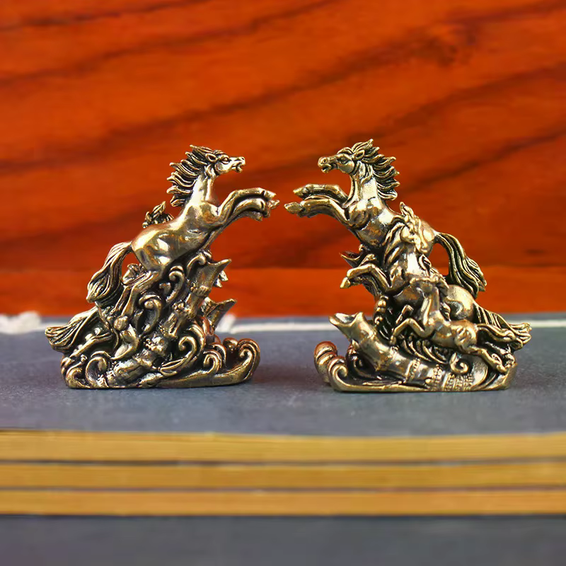 Figurines de cheval en laiton Feng Shui 2026 : Miniatures pour Bénir votre Carrière et le Succès, Dé