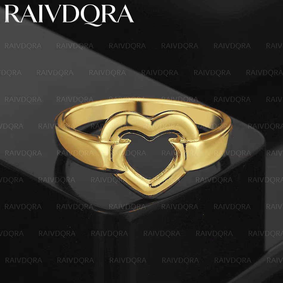 Bague en forme de cœur jaune plaqué or 18 carats pour femmes, bijoux à la mode, charme Vintage Grace