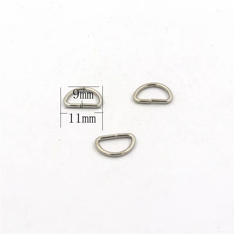 100 pièces rhodié largeur intérieure 11mm demi-rond en forme Non soudé D anneau anneaux de saut bric