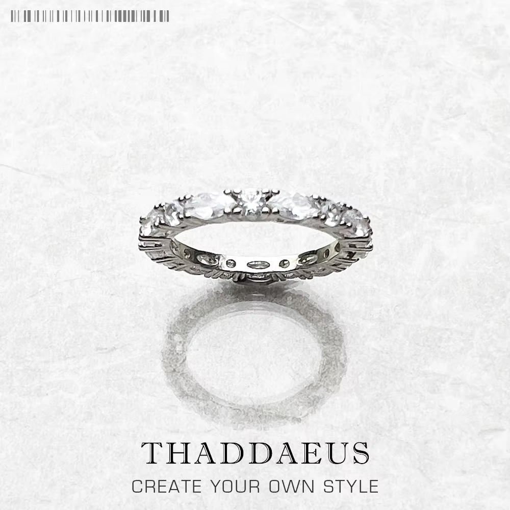 Bague en argent regardé 925 pour femme, style européen, pavé blanc, bande Boho, mode glamour, bons b