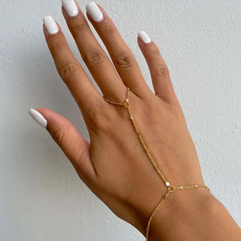 Bracelet de luxe en métal et cristal pour femmes, chaîne de doigt Simple, couleur or, Zircon géométr