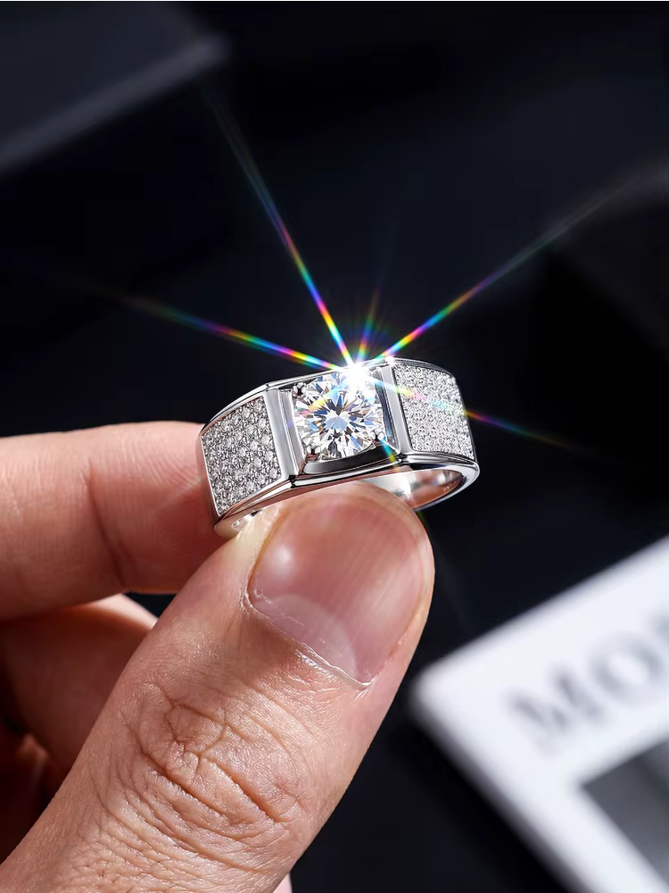 Bagues de mariage de luxe en diamant Moissanite véritable pour hommes, cadeau en argent Sterling 925