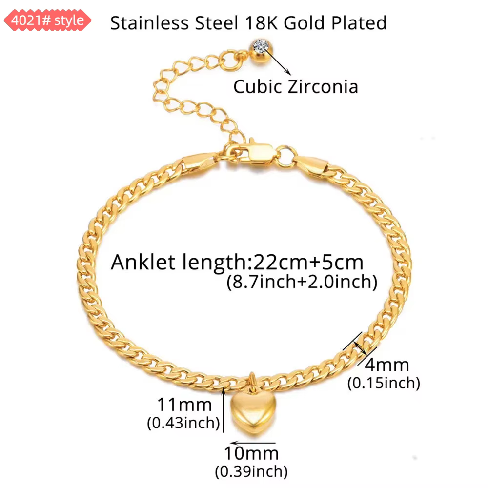 Bracelet de cheville en acier inoxydable argenté pour femme, bracelets de rinçage à maillons cubains