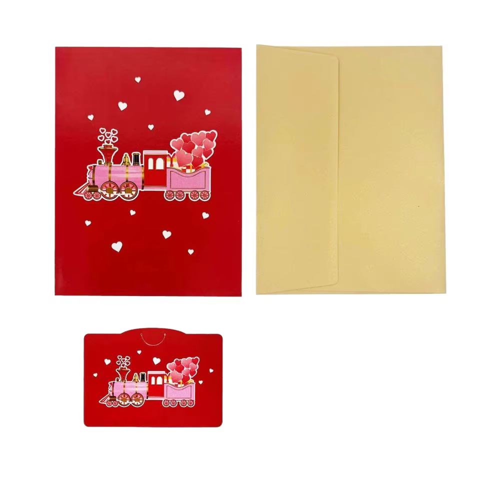 Carte de vœux en papier pour la Saint-Valentin, invitation de fête, carte d'invitation 3D, rose impr