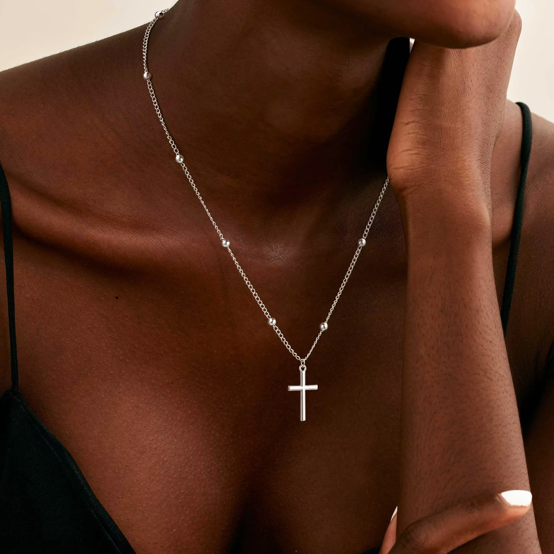 Nouveau 925 en argent Sterling croix collier personnalité Style Simple pendentif tour de cou religie