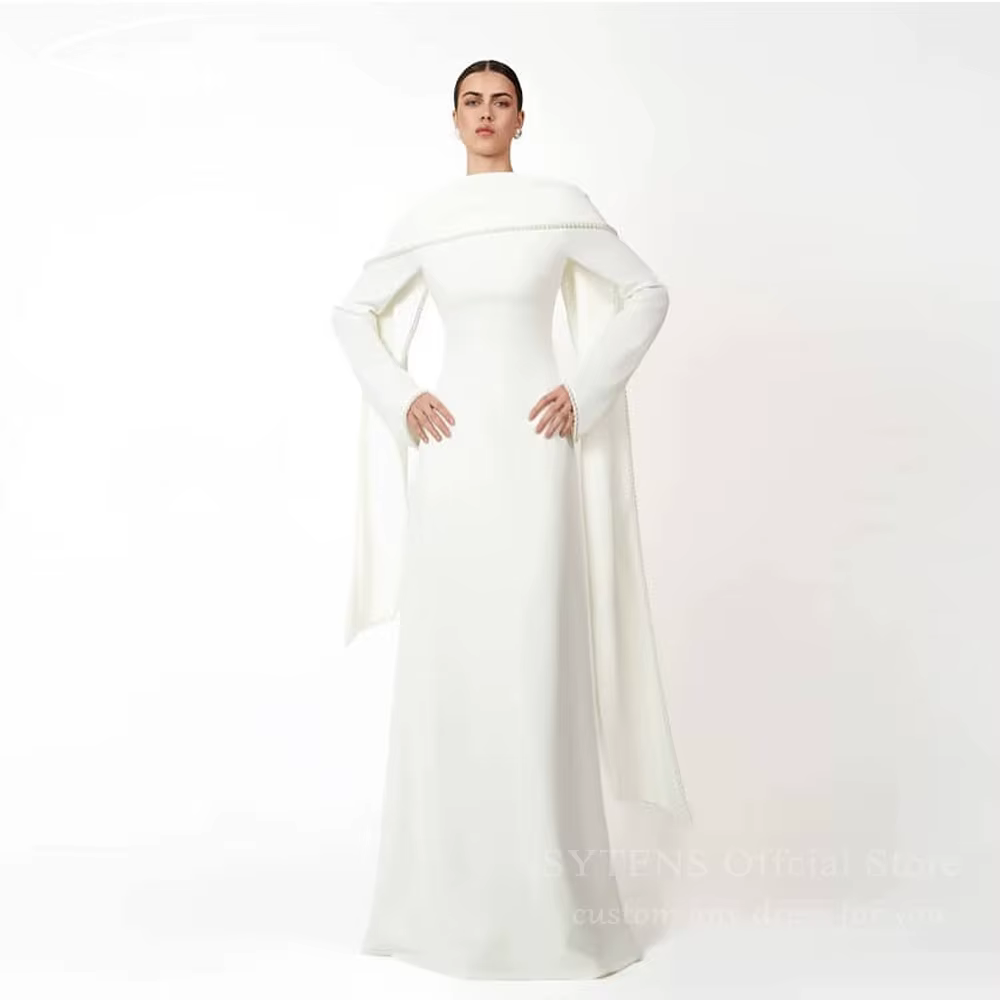 Robes de mariée musulmanes modestes SSYTENS, robes de mariée personnalisées, caftan de Nikkah en per