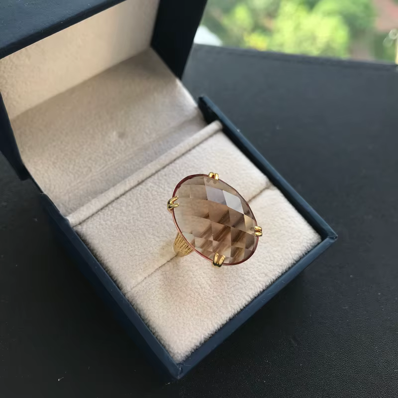 Bague en zultanite faite à la main pour femme, grande pierre du Soudan, changement de document, bijo