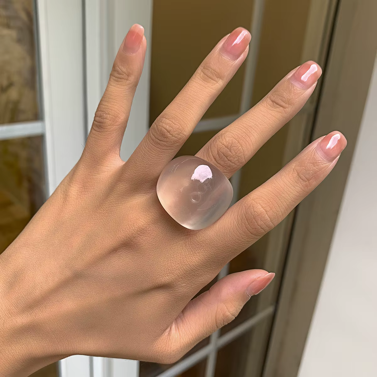 Bagues créatives transparentes style bohème pour femmes, bague géométrique épaisse et audacieuse, bi