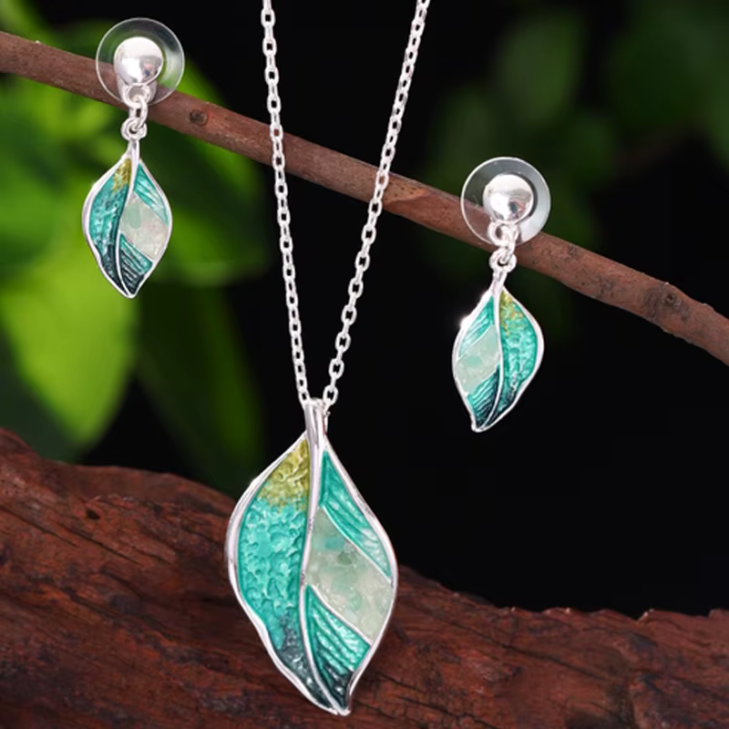 Cring Coco Vintage automne/hiver vert émail colliers ensemble élégant femmes ensembles de bijoux col