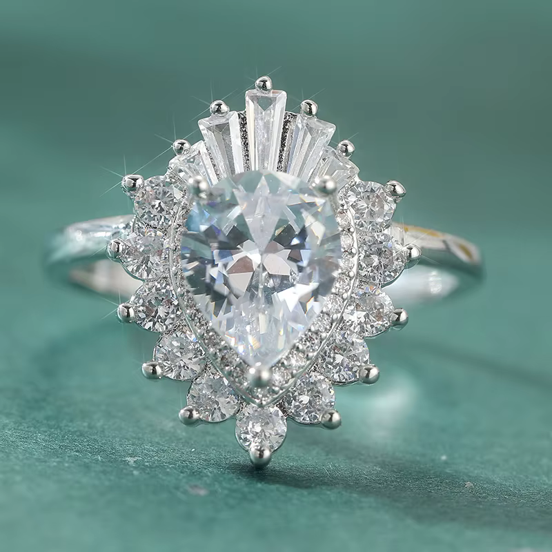Bague de promesse pour femmes, design géométrique, zircone synthétique brillante, accessoires élégan