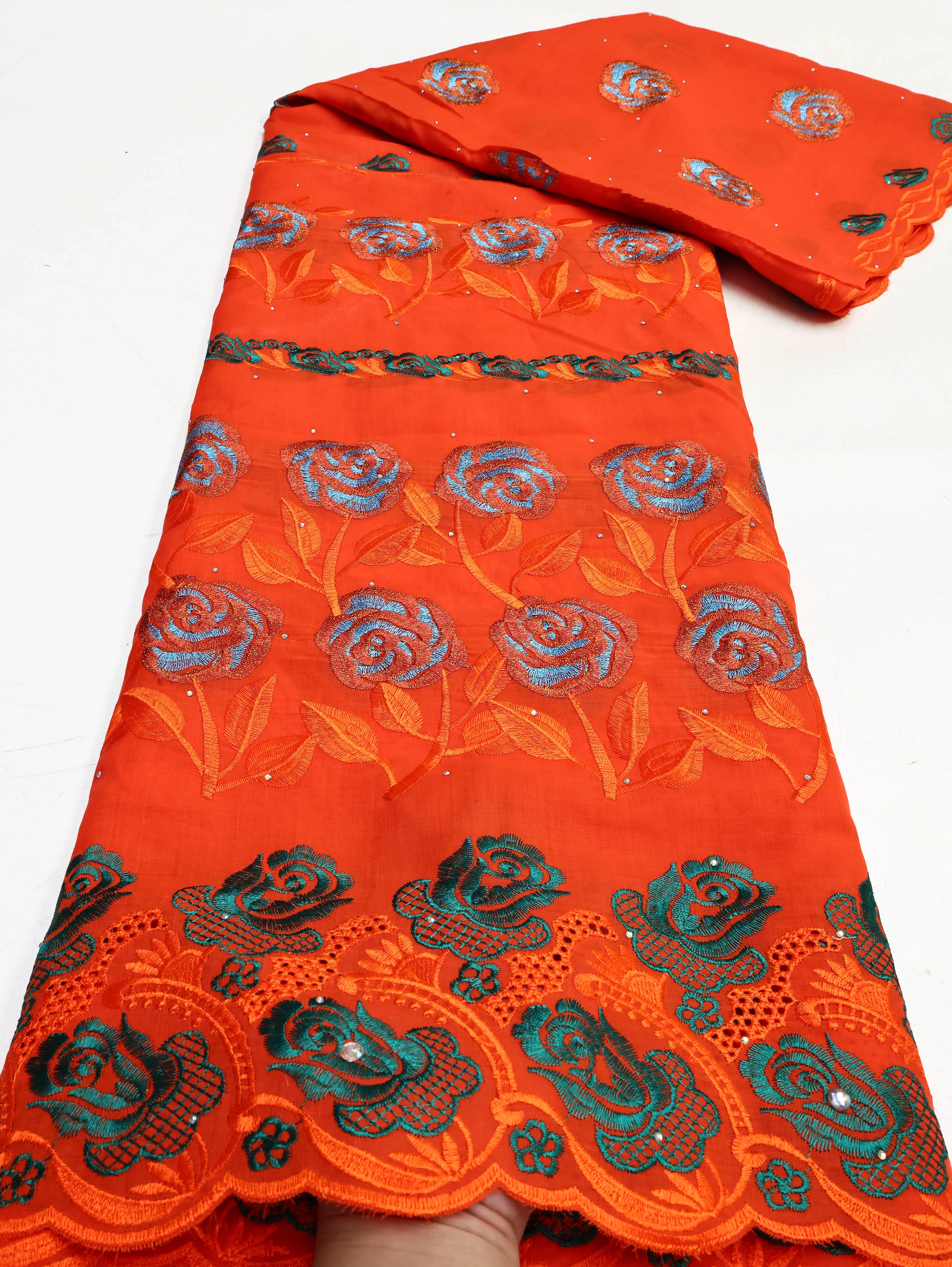 Voile suisse en dentelle suisse, avec des pierres appliquées de fleurs 3D, tissu africain en dentell
