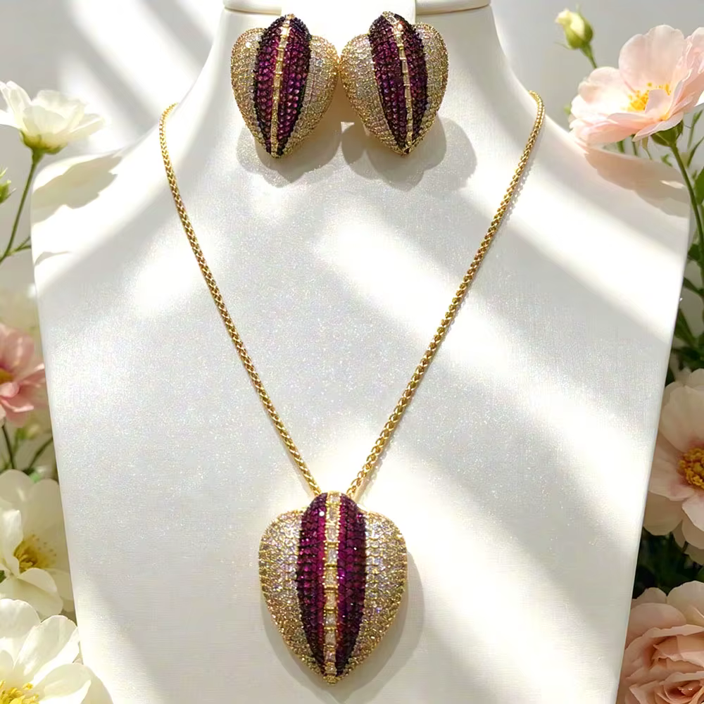 Ensemble de bijoux de mariage vintage original Design Sense avec micro-diamants incrustés et élément