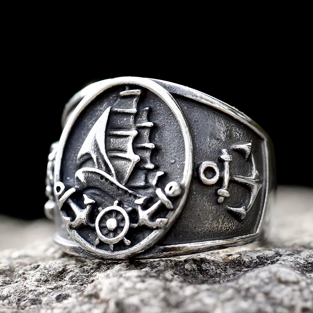 Bague d'ancrage de bateau de motard Viking en acier inoxydable 316L pour hommes, bijoux fantaisie Ch