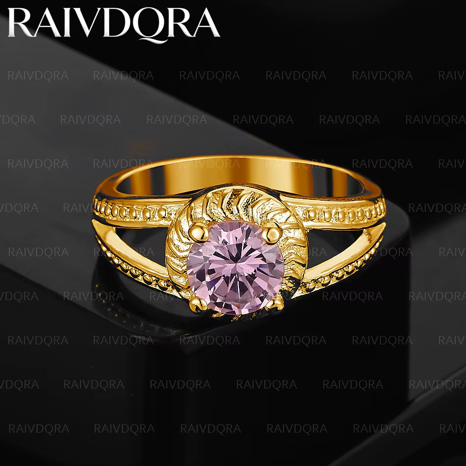 Bague de mariage en Zircon rose plaqué or 18 carats pour femmes, bijoux à la mode, accessoires de ma