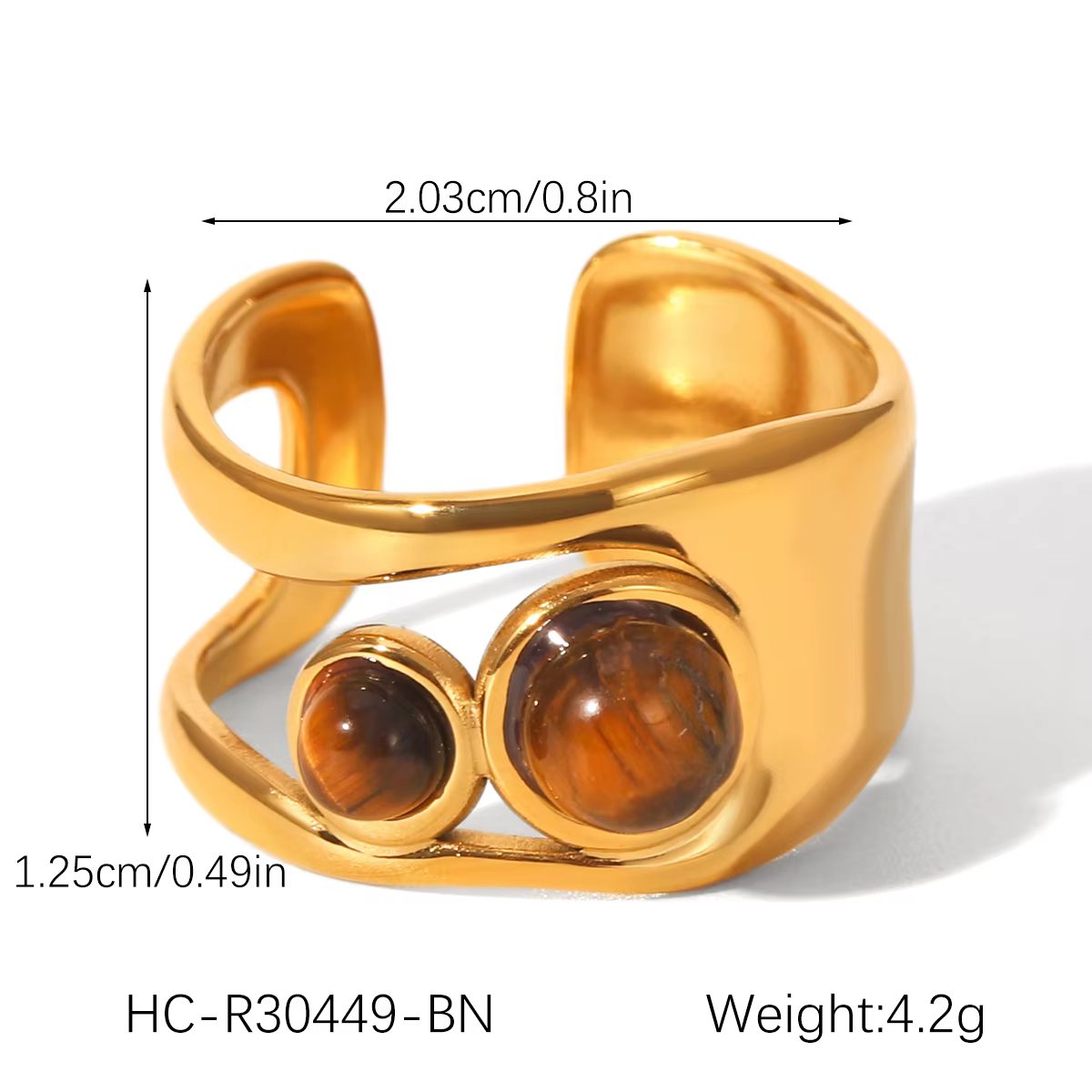 Bracelet en pierre naturelle française plaqué or 18 carats PVD, texture métallique, pour femmes, bre