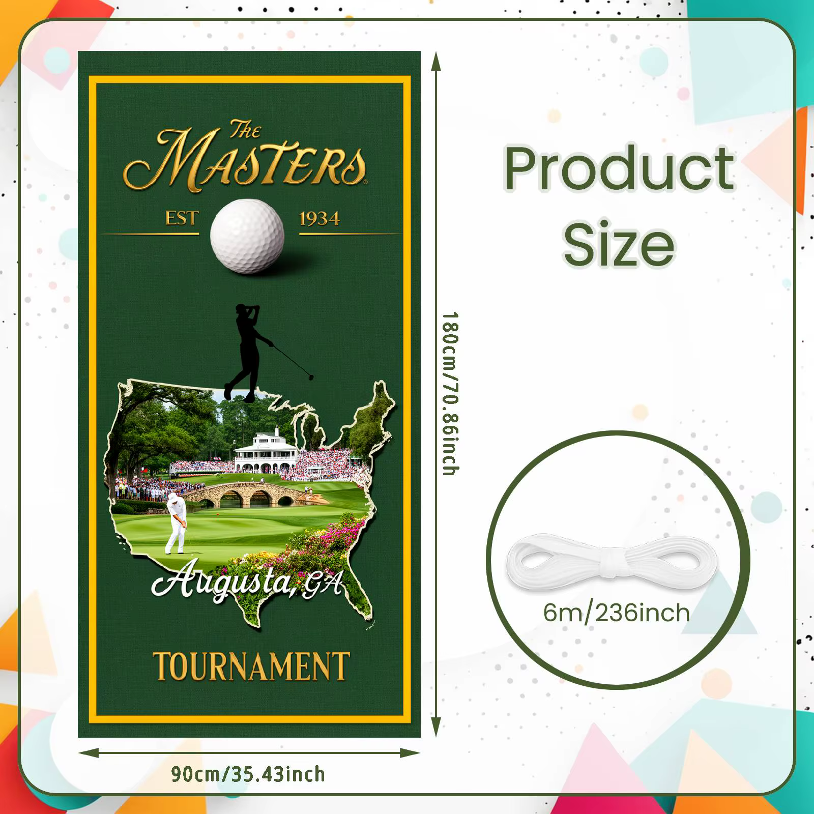 Toile de fond de tournoi de golf Augusta, fond de championnat de golf, bannière de l'événement Maste