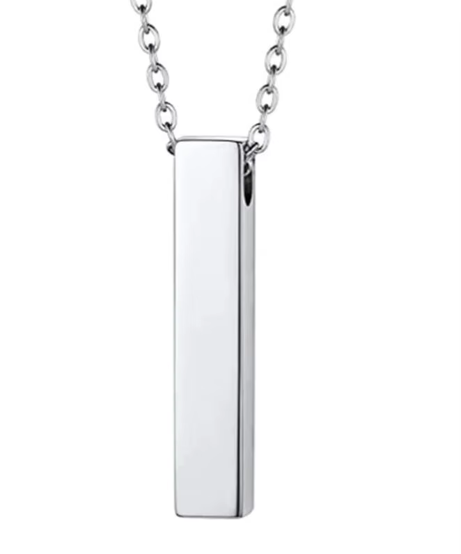 Collier personnalisé en acier inoxydable, bijoux de crémation minimaliste Vertical en forme de Cube,
