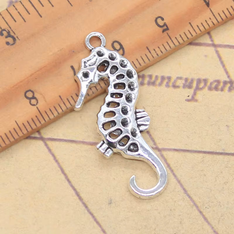 10 pièces breloques hippocampe hippocampe 35x14mm Antique couleur argent pendentifs faisant bricolag