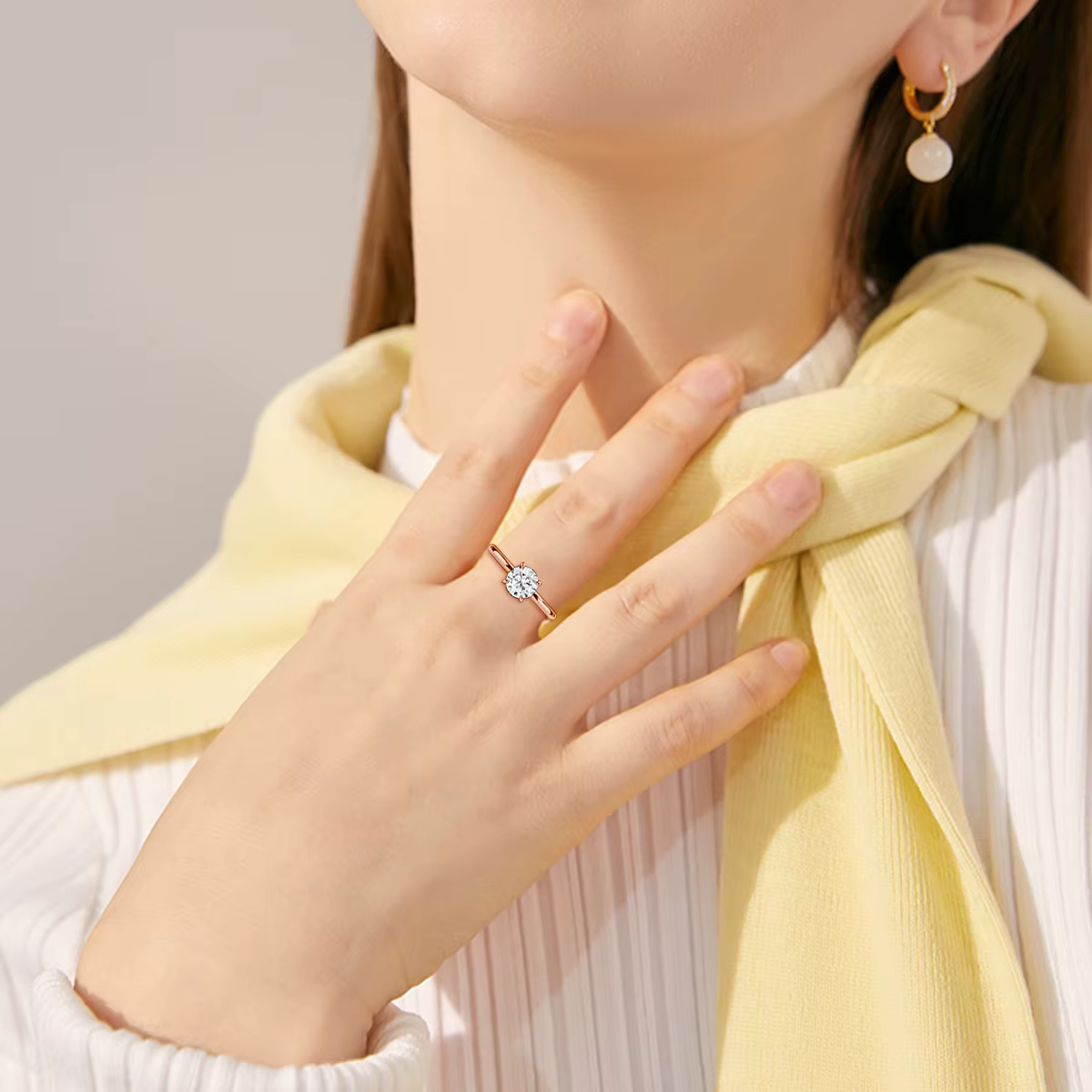 Szjinao – bague en Moissanite couleur D, 1ct, 2ct, 3ct, 5ct, en or Rose pour femmes, bijoux de fianç