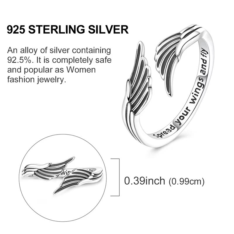 Bagues en argent Sterling 925, mode classique, ailes d'ange d'amour, plume, nœud celtique, pour femm