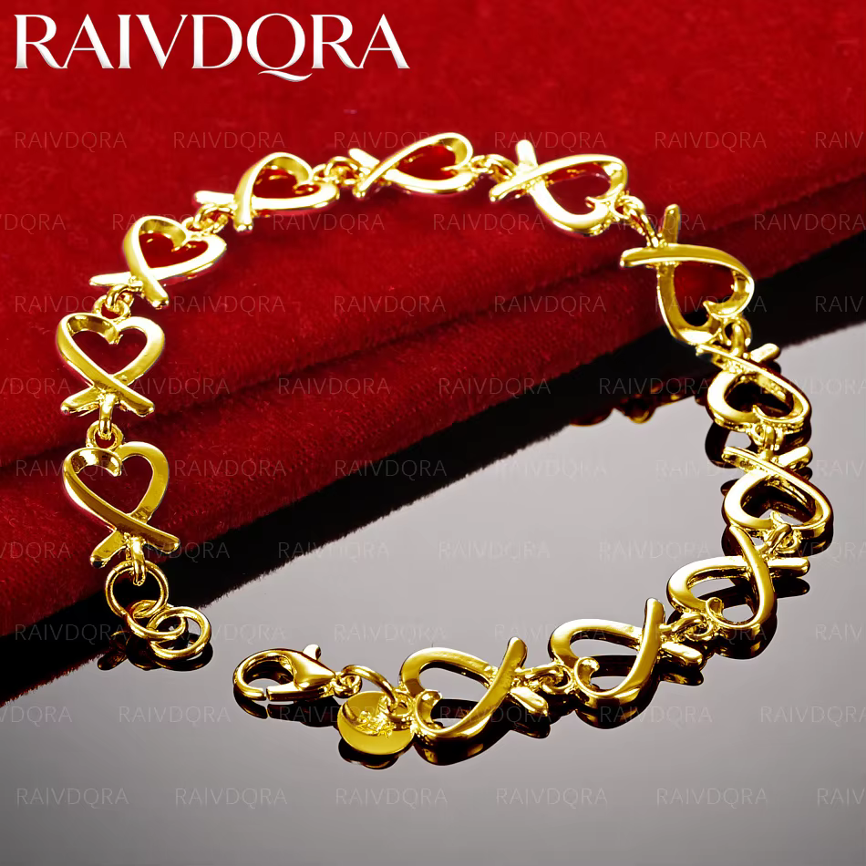 Bracelets en forme de cœur plaqués or 18 carats pour femmes, cadeau d'anniversaire, de mariage, acce