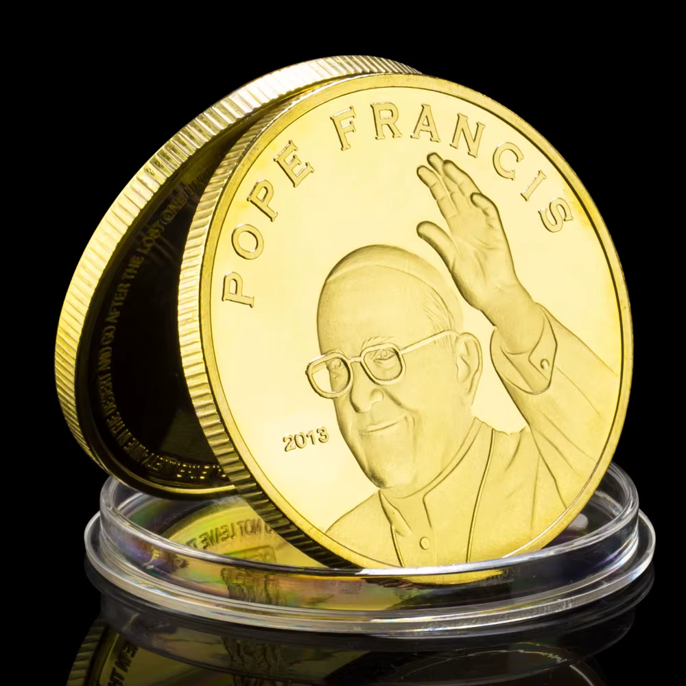 La 266ème Pape de l'Église catholique Pape Francis Souvenir pièce à collectionner plaquée or pièce c