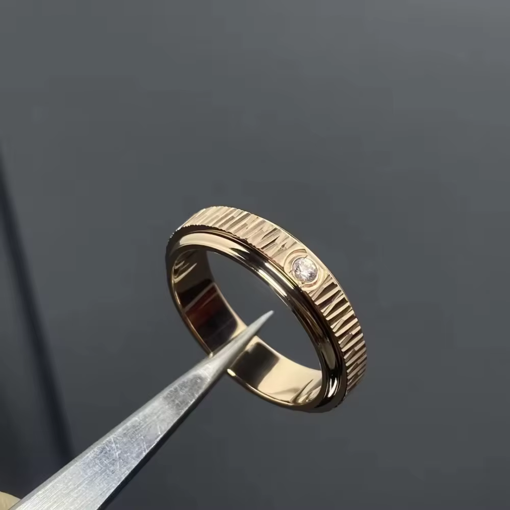Bague en argent 925 plaqué or avec diamant rotatif pour couples, convient aux hommes et aux femmes, 