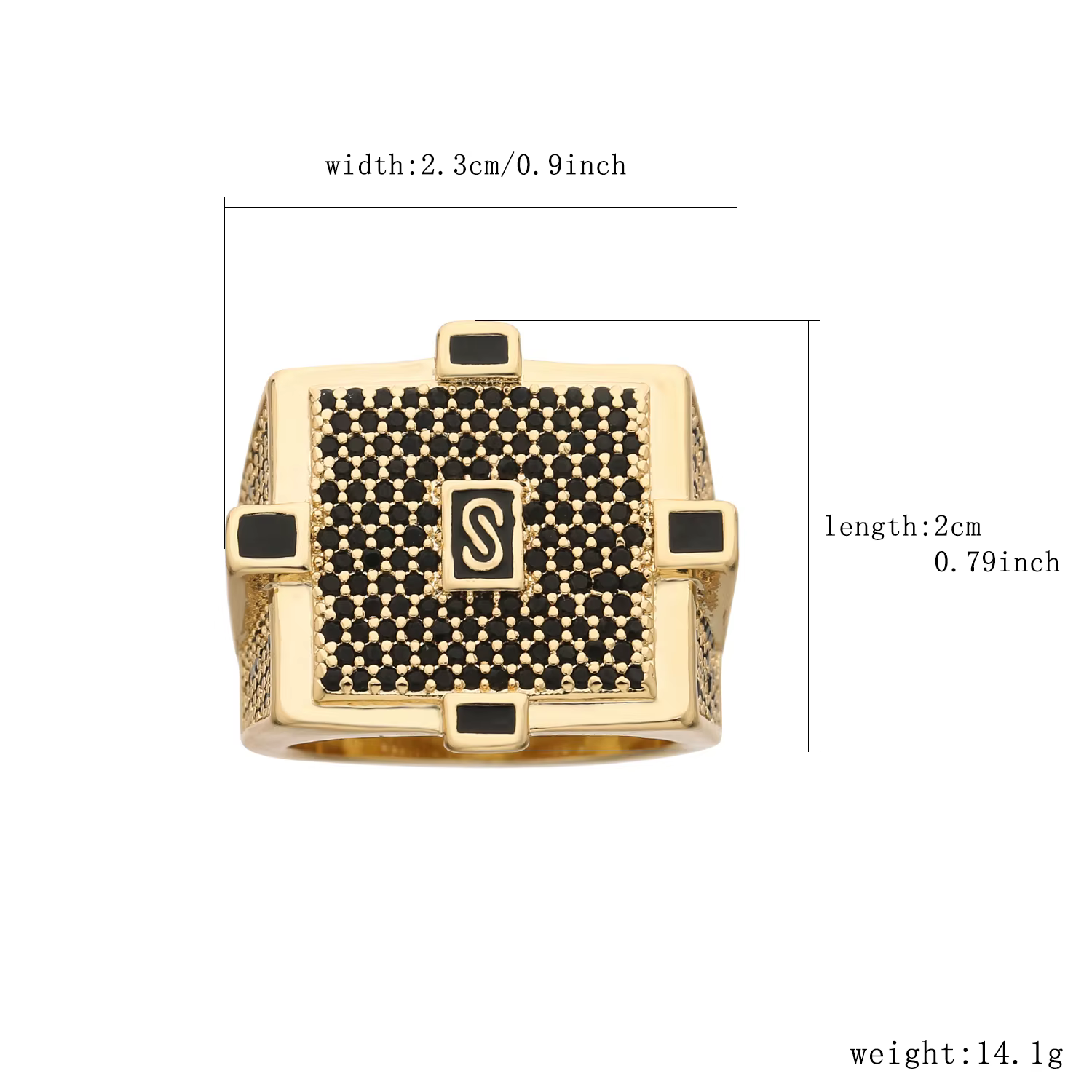 Bague Vintage pour hommes, laiton 14K galvanisé avec Zircons noirs et blancs, bijoux décoratifs luxu