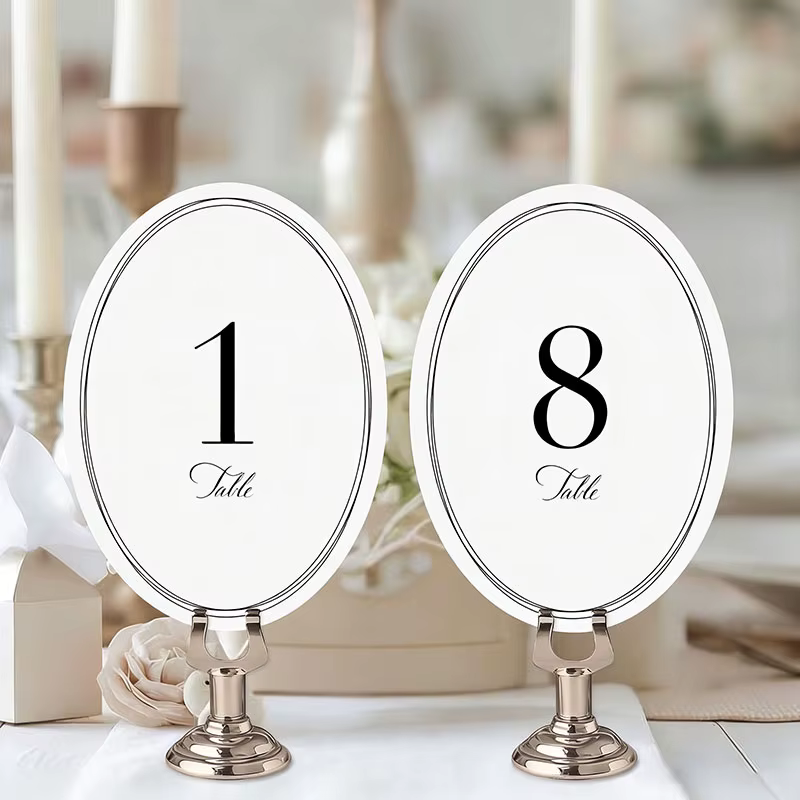 Numéros de table ovales minimalistes pour événements et mariages, numéros de table simples, décorati