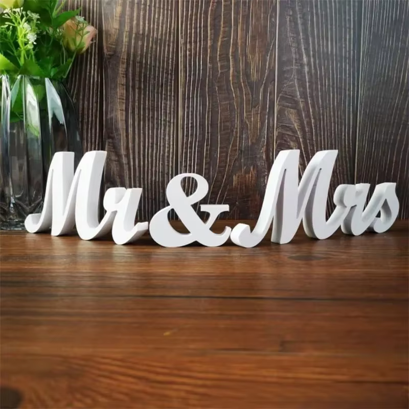 Décorations de Mariage en Bois avec Lettres Mr & Mrs, Ornements pour Événements de Mariage et Travai