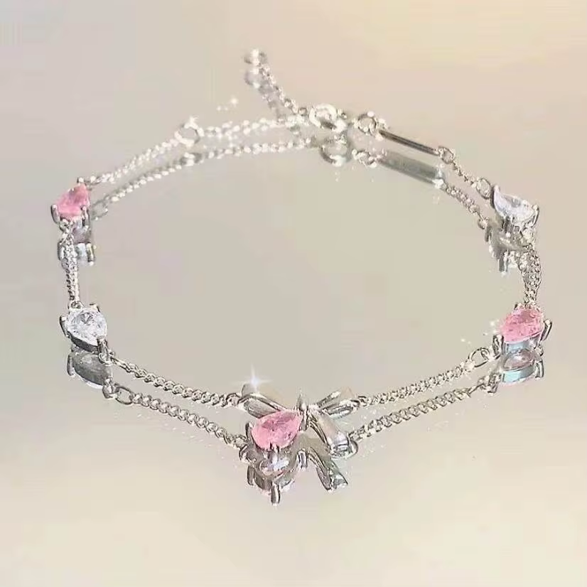 Bracelet en fleur de cerisier en Zircon rose pour femmes et filles, tempérament tendance, Design de 